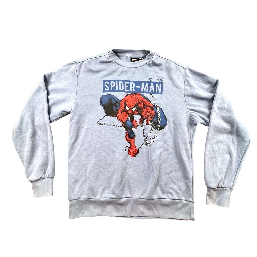 Marvel‎ Spider-Man Graphic Crewneck Sweatshirt Blue Mens S Small 60/40 Cotton